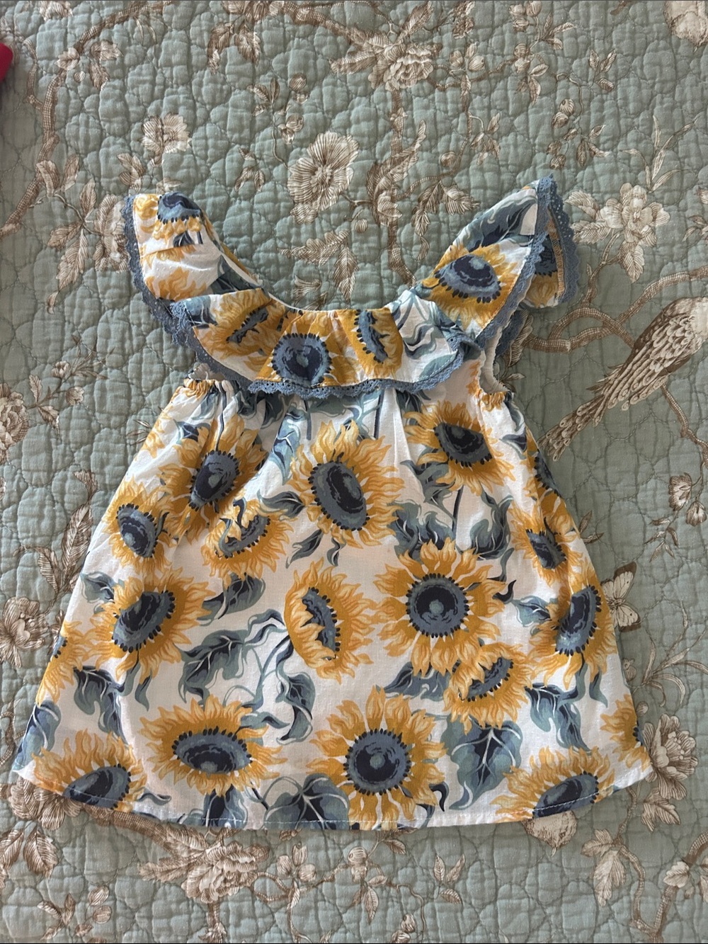 Tommy Bahama Girls' Sunflower Ruffle Dress - Yellow & Blue